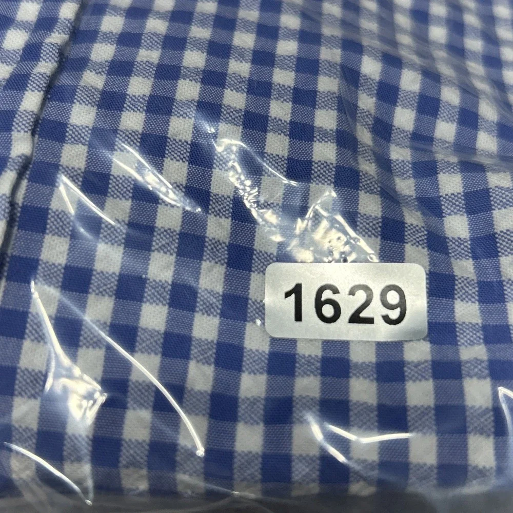 Ralph Lauren Men's M Blue White Cotton Gingham Seersucker Short Sleeve Perfect